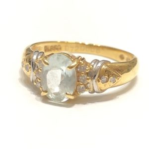 K18 Pt850 18金 プラチナ850 アクアマリン ダイヤ リング